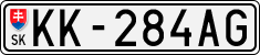 License plate of Slovakia, Cars