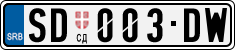 License plate of Serbia, Cars