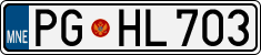 License plate of Montenegro, Cars