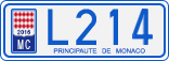 License plate of Monaco, Cars