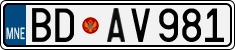 License plate of Montenegro, Cars