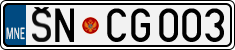 License plate of Montenegro, Cars
