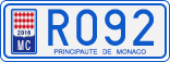License plate of Monaco, Cars