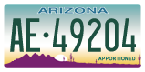 Arizona, Apportioned (AB-12345/AB12345)