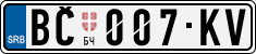 License plate of Serbia, Cars