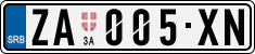 License plate of Serbia, Cars