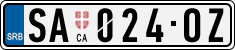 License plate of Serbia, Cars