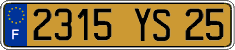 French license plate, FNI