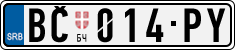 License plate of Serbia, Cars