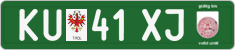 License plate of Austria, Export transit plates