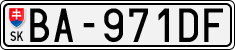 License plate of Slovakia, Cars