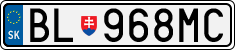 License plate of Slovakia, Cars