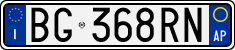 License plate of Italy, Cars (1994 year series)