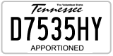 Tennessee, Apportioned