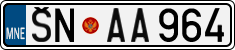 License plate of Montenegro, Cars