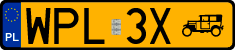 License plates of Poland, Oldtimers