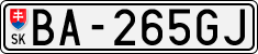 License plate of Slovakia, Cars