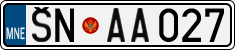 License plate of Montenegro, Cars