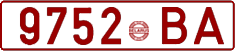 License plate Belarus, Cars (1992)