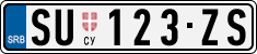 License plate of Serbia, Cars
