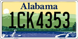 Alabama, 0AB1234 / 00AB123 / 00A1B23