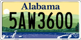 Alabama, 0AB1234 / 00AB123 / 00A1B23