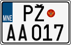 License plate of Montenegro, Cars