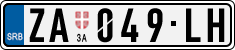 License plate of Serbia, Cars