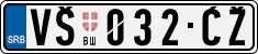 License plate of Serbia, Cars