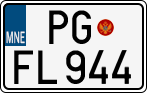 License plate of Montenegro, Cars