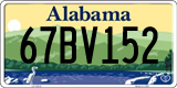 Alabama, 0AB1234 / 00AB123 / 00A1B23