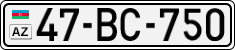 License plate of Azerbaijan, Cars
