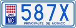 License plate of Monaco, Cars