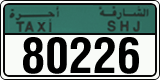 License plate of the UAE, Sharjah, Taxi