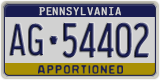 Pennsylvania, Specialty plates (AB-123XX)