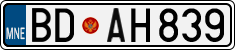 License plate of Montenegro, Cars