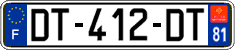 French license plate, SIV (ordinary)