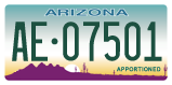 Arizona, Apportioned (AB-12345/AB12345)