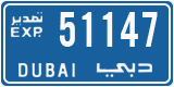 License plate of the UAE, Dubai, Export transit plates