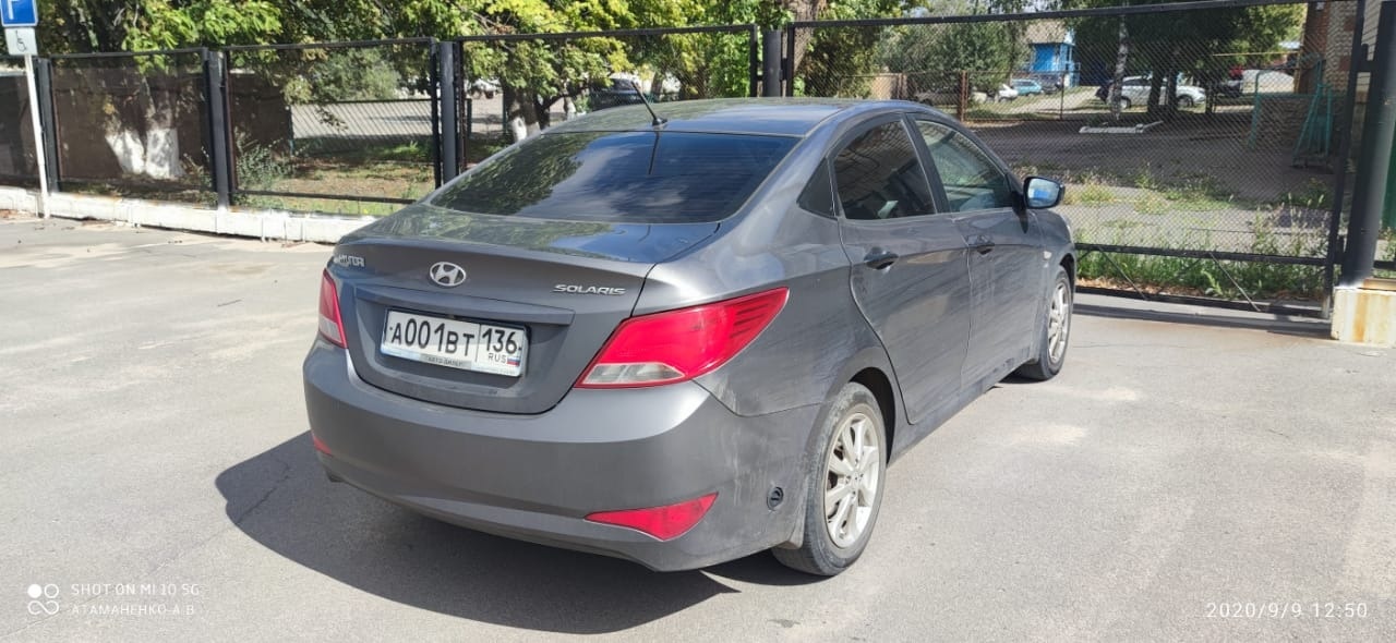 а 001 вт 136, Hyundai Solaris 1st gen Sedan (RB), facelift, 2014–2017