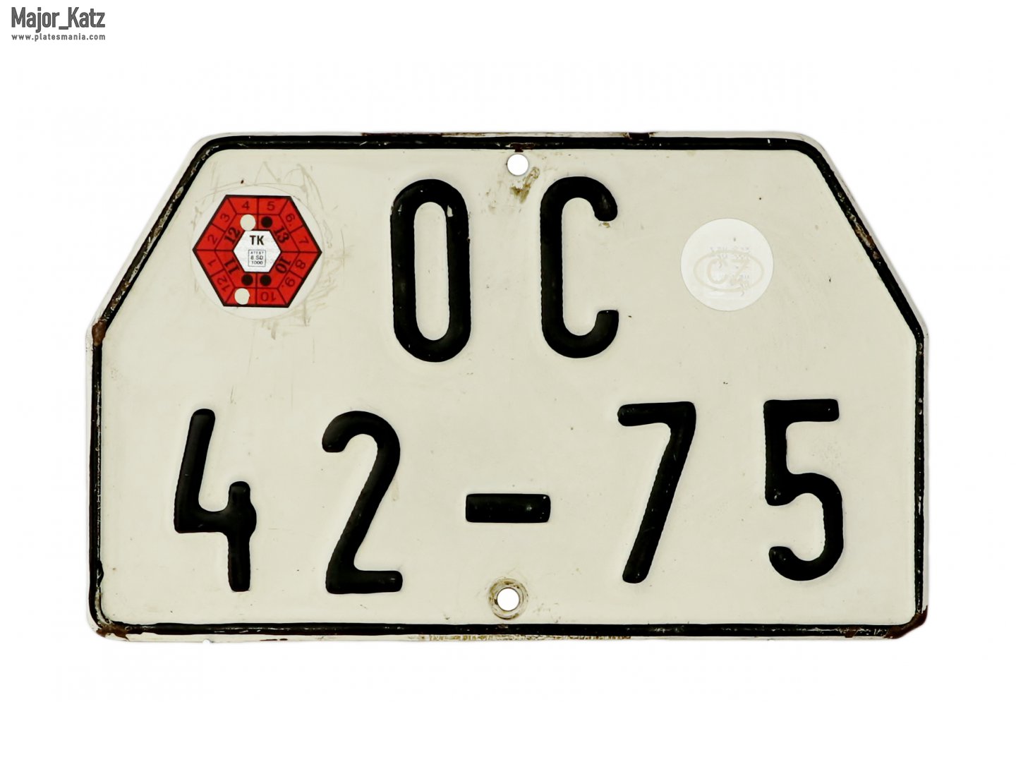 OC 42-75, License plate without vehicle 