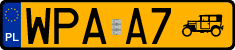 License plates of Poland, Oldtimers