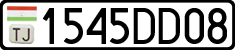 License plate of Tajikistan, Private owners (2009)