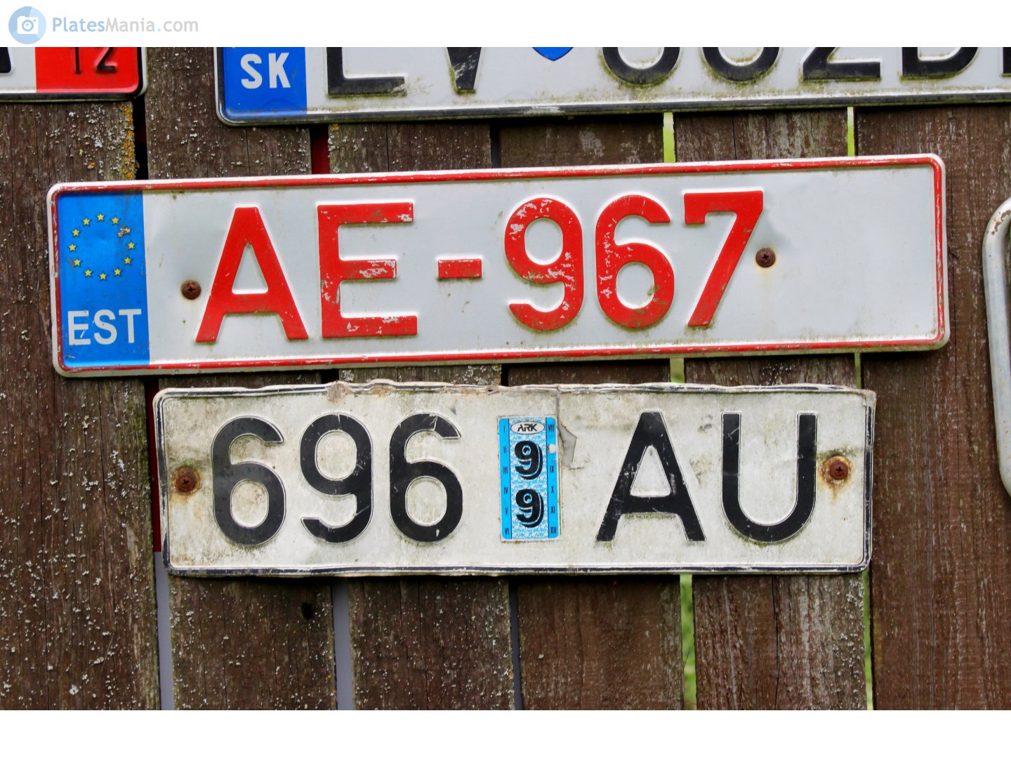 696 AU, License plate without vehicle 