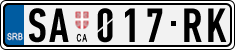 License plate of Serbia, Cars