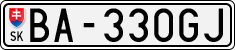 License plate of Slovakia, Cars