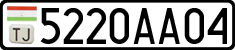 License plate of Tajikistan, Private owners (2009)