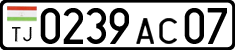 License plate of Tajikistan, Private owners (2009)
