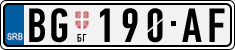 License plate of Serbia, Cars
