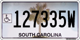 South Carolina, Vehicles for disabled persons (123456W)